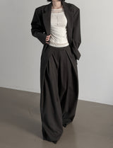 Ribbed Color Matching Layered Pintuck Boat Neck Tee