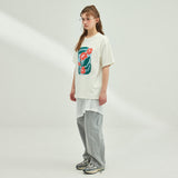 フラワードローイングオーバーサイズTシャツ_アイボリー