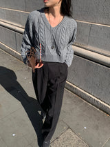 [MADE] Penton Cable V-Neck Crop Knit