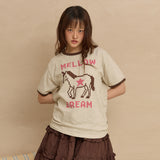 MELLOW DREAM Unicorn Ringer Half Sleeve T-shirt