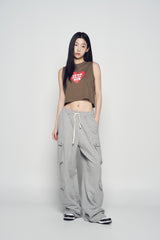 25SS アグリーハートクロップスリーブレス アッシュココア