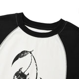 カラーブロックラグランTシャツ【ホワイト】