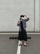 コーデュロイピンタックバミューダパンツ(black)
