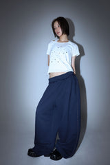 Line stud string sweatpants - Navy