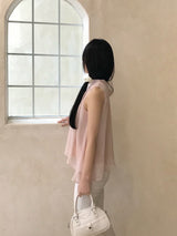 Lovie Unbal One-Shoulder Ribbon Chiffon Blouse