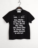 Comti lettering printing semi-cropped short-sleeved T-shirt
