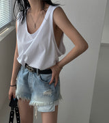 Deep U-neck Unisex Loose Fit Sleeveless