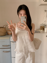 [SHOPPERMADE] フラワーシースルー 2WAY ノースリーブブラウス