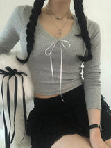Lace Ribbon Long Sleeve