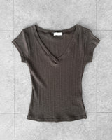 ソフト リブ Vネック Tシャツ