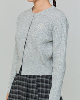 EMBROIDERED TWIST CARDIGAN - GRAY