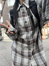 Shooting oversized-fit checkered shirt