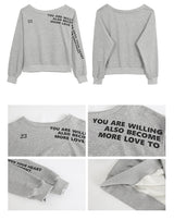 off-shoulder lettering sweater long-sleeved sweatshirt