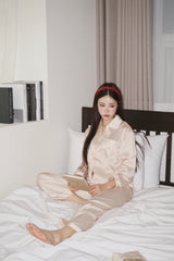 Beige kt Silk Pajama Set