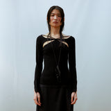 Hole Strap Knit Top (BLACK)