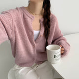 Ribbed alpaca long-sleeved cardigan