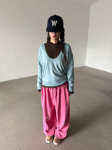 deep U-neck knit top