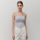 SHIRRING CAP SLEEVELESS LIGHT GRAY