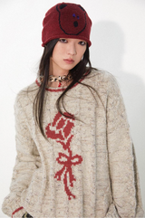 Color-block cable-knit pullover sweater