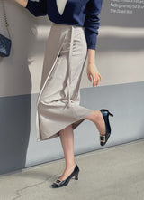 Ever Buckle Strap Wrap Long Skirt