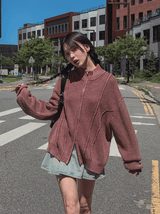 Belleun Line Dyeing Washing Knit Zip Up
