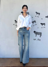 レギュラーセミブーツカットデニムパンツ code 25007