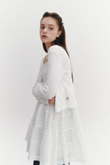 Ribbon Punching Cardigan Ivory