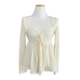 Rozy Babydoll Flare Ribbed Long Sleeve Tee