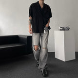 LN Lace Open Collar Short-Sleeved Shirt (2 colors)