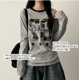 Camo 07 lettering number long sleeve tee