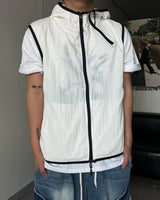 SM diagonal hood vest White