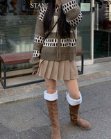 Deer knit zip up