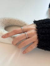 [7 set] antique bold chain ring set / chain silver daily simple ring mood cute knot