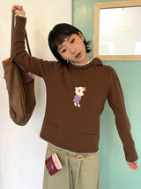 UnsocialNight春夏新作オリジナルデザインかわいいプリント二色フード付きTシャツ