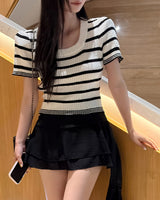 Tetti stripe short‑sleeve knit