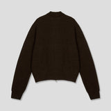 Fold crop knit zip up