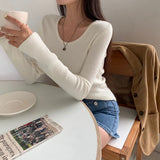 [BELLIDE MADE] Basic item, round rib long sleeve knit
