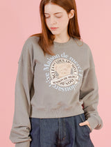 Women's Bear Friends ピグメントスモーキークロップドスウェットシャツ ライトグレー (FCF1TS206W)
