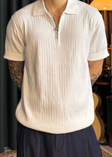 S/S ジップアップリブカラーショートスリーブTシャツ 8カラー