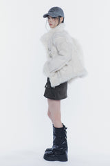 LUNA BELTED SHEARLING JACKET cream