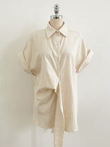 Hedden Linen Shirt Wrap Banding Wide Pants Set