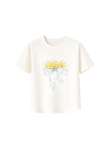 キャノーラブルームチェックリボンTシャツ アイボリー