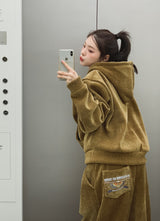 [Mink Brushed] Trust Velvet Corduroy Crop Hood