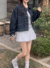 #ヘイステッチラウンドカラーデニムジャケット