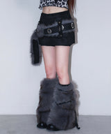 fur loop eyelet belt - deep blue