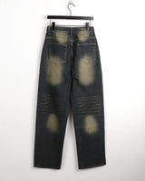 Rosen Washed Denim Long Wide Pants