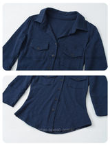 Soft Double Pocket Three-Quarter Slim Shirt