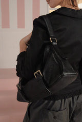 Button frill jacket - black  