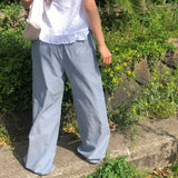 Best Fit 🔥 [#made/Summer🌴/Same-day shipping🚚] Arcade waistband loose fit ワイドストライプ ロングパンツ コットンパンツ 3 colors Airport look/Travel look