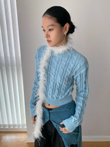 Baby Blue Twisted Long Sleeve Knitwear
